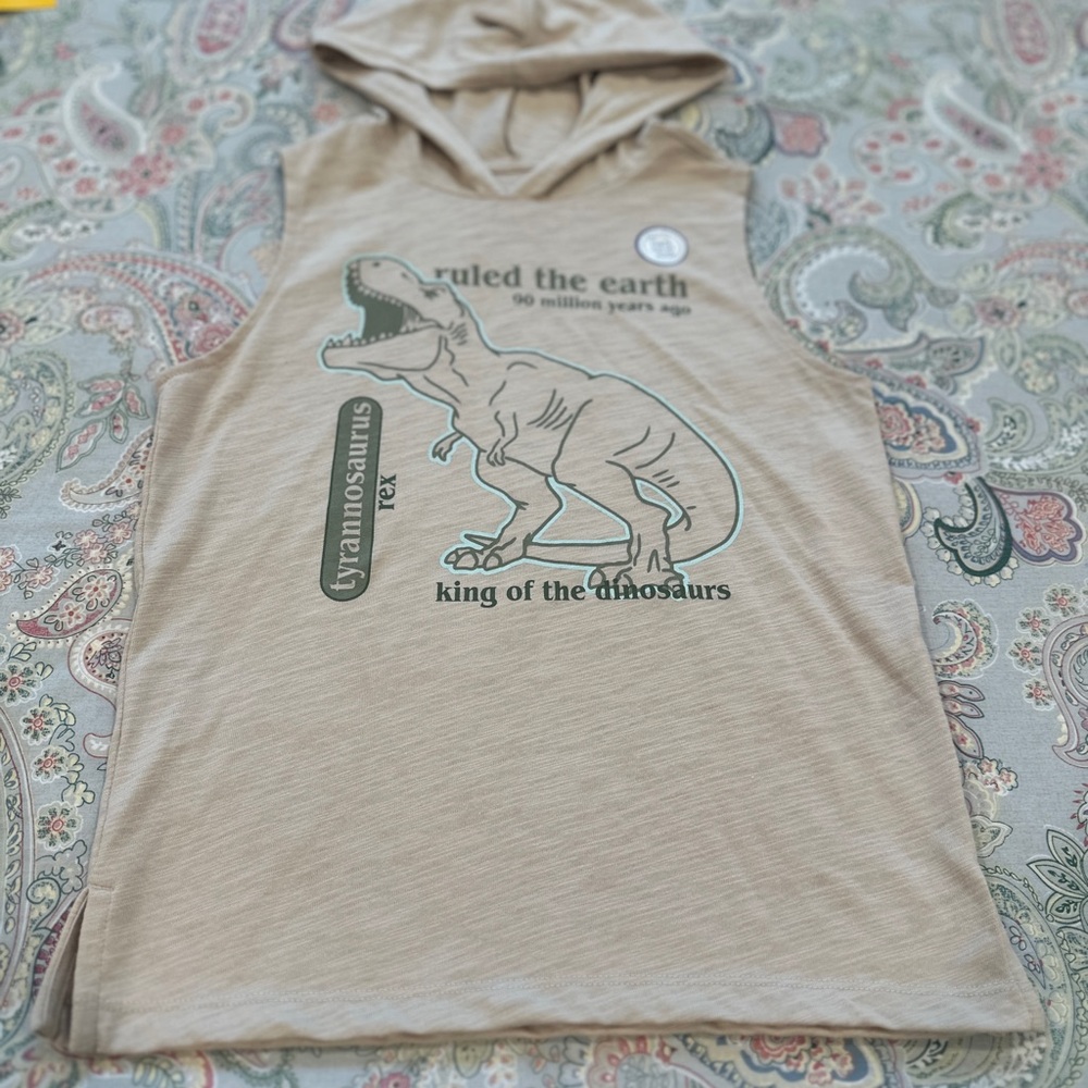 Garanimals Tan Dinosaur Hooded Tank Boys 7 NWT